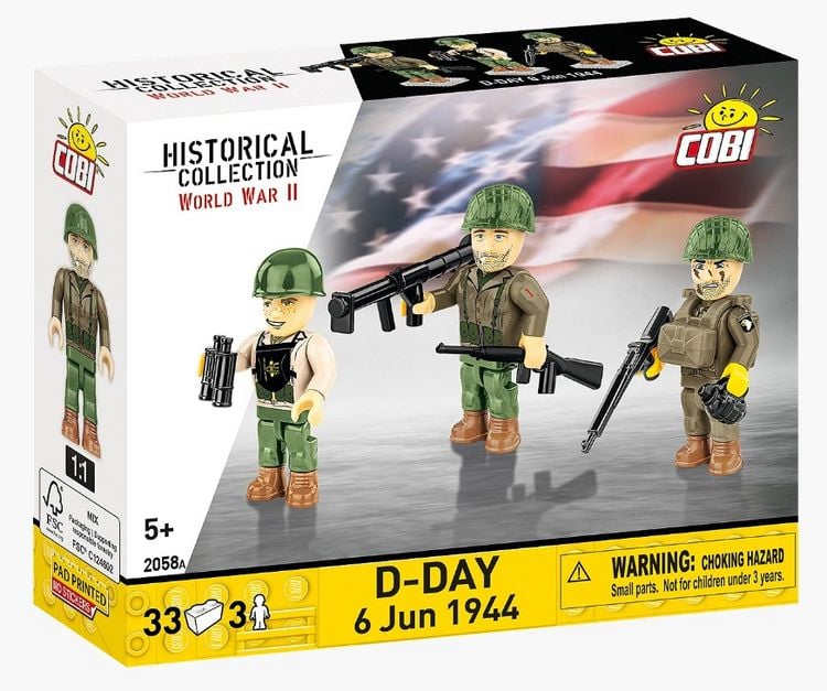 Produktbild: Cobi Historical Collection 2058A - D-Day 6 Jun 1944, 33 Klemmbausteine, 3er Set Spielfiguren