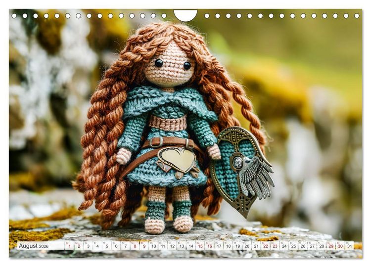 Produktbild: Zauberhafte Wikinger - Nordische Mythologie aus H&auml;kel- und Strickwolle (Wandkalender 2026 DIN A4 quer), CALVENDO Monatskalender