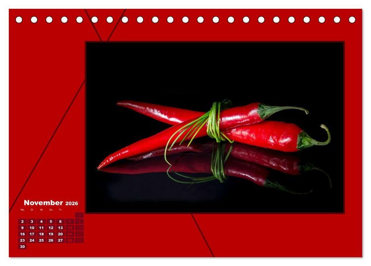 Produktbild: Powerfarbe Rot (Tischkalender 2026 DIN A5 quer), CALVENDO Monatskalender