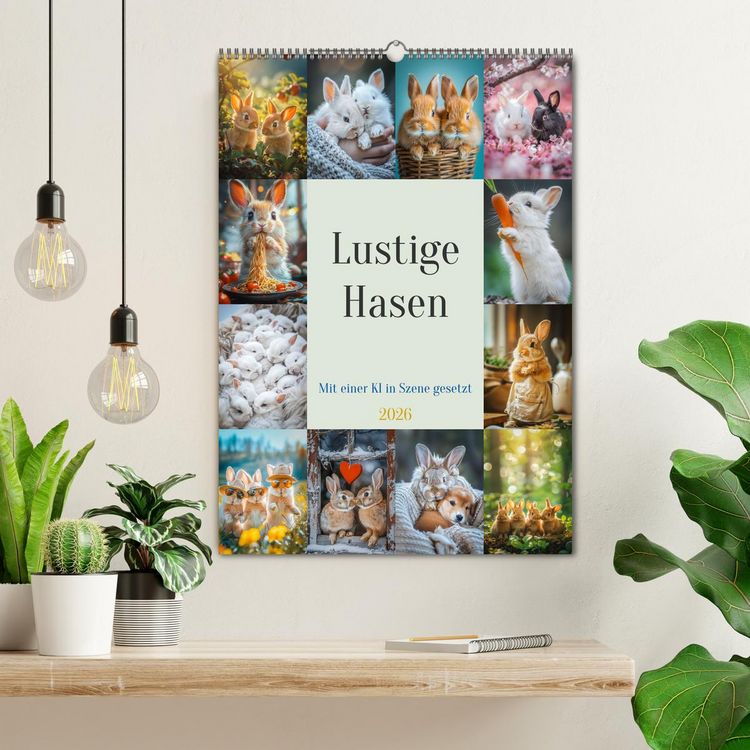 Produktbild: Lustige Hasen (Wandkalender 2026 DIN A2 hoch), CALVENDO Monatskalender