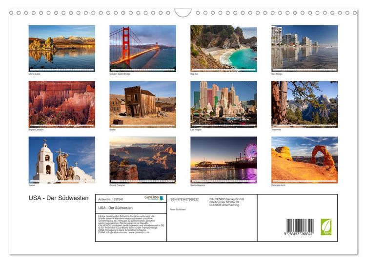 Produktbild: USA - Der S&uuml;dwesten (Wandkalender 2026 DIN A3 quer), CALVENDO Monatskalender