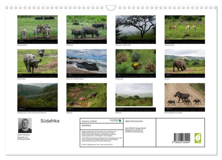 Produktbild: S&uuml;dafrika (Wandkalender 2026 DIN A3 quer), CALVENDO Monatskalender