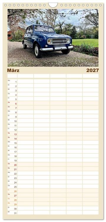 Produktbild: Familienplaner 2027 - Kultauto aus Frankreich - Renault 4 mit 5 Spalten (Wandkalender, 21 x 45 cm) CALVENDO