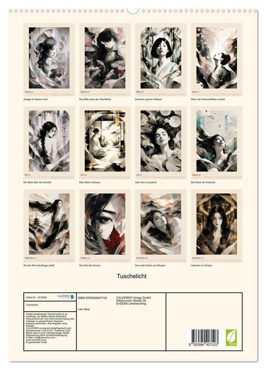 Produktbild: Tuschelicht (hochwertiger Premium Wandkalender 2027 DIN A2 hoch), Kunstdruck in Hochglanz