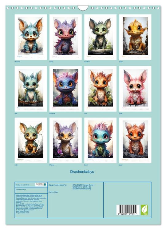 Produktbild: Drachenbabys (Wandkalender 2026 DIN A3 hoch), CALVENDO Monatskalender
