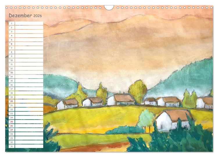 Produktbild: Gemalte Herbsttr&auml;ume - Eine malerische Reise in bunte Herbstlandschaften (Wandkalender 2026 DIN A3 quer), CALVENDO Monatskalender