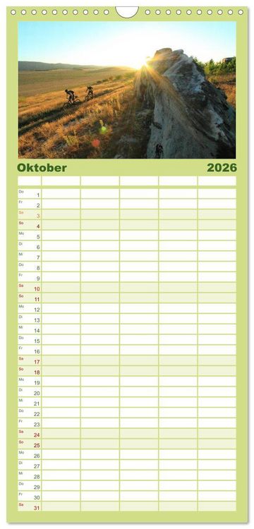 Produktbild: Familienplaner 2026 - Mountainbike Traumpfade mit 5 Spalten (Wandkalender, 21 x 45 cm) CALVENDO