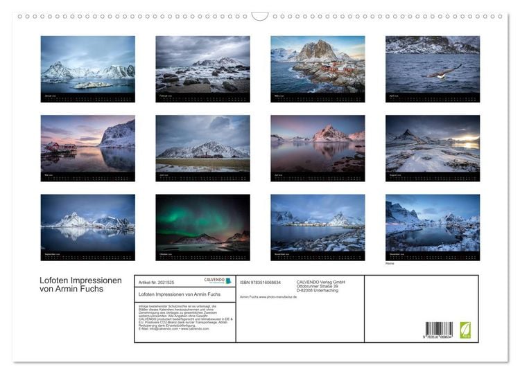 Produktbild: Lofoten Impressionen von Armin Fuchs (Wandkalender 2026 DIN A2 quer), CALVENDO Monatskalender