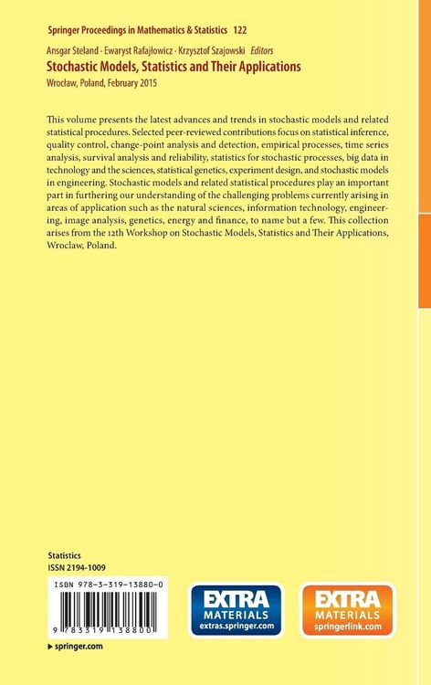 Produktbild: Stochastic Models, Statistics and Their Applications