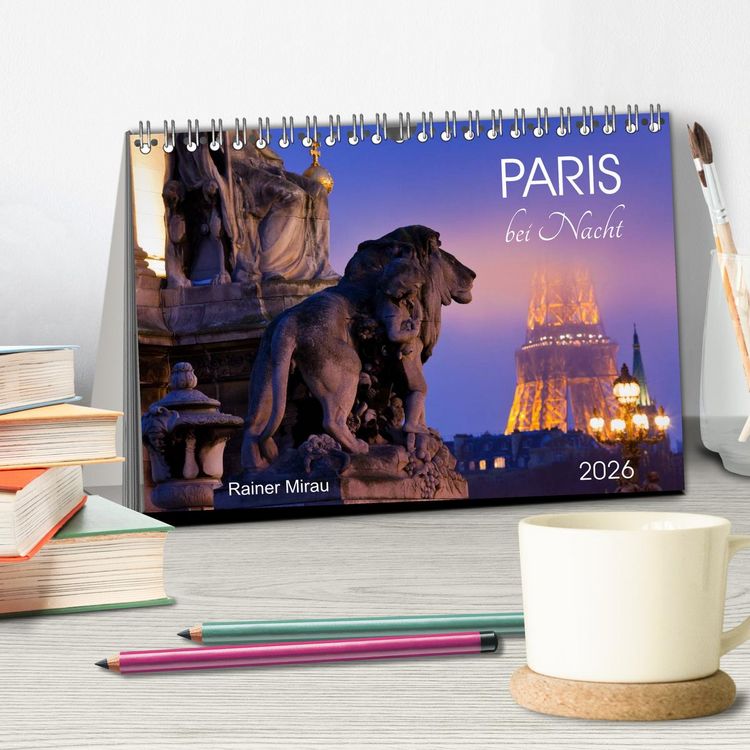 Produktbild: Paris bei Nacht 2026 (Tischkalender 2026 DIN A5 quer), CALVENDO Monatskalender