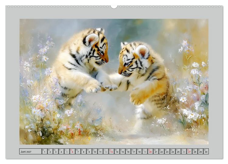 Produktbild: Tigerbabys. Kleine J&auml;ger erkunden die Welt (hochwertiger Premium Wandkalender 2027 DIN A2 quer), Kunstdruck in Hochglanz