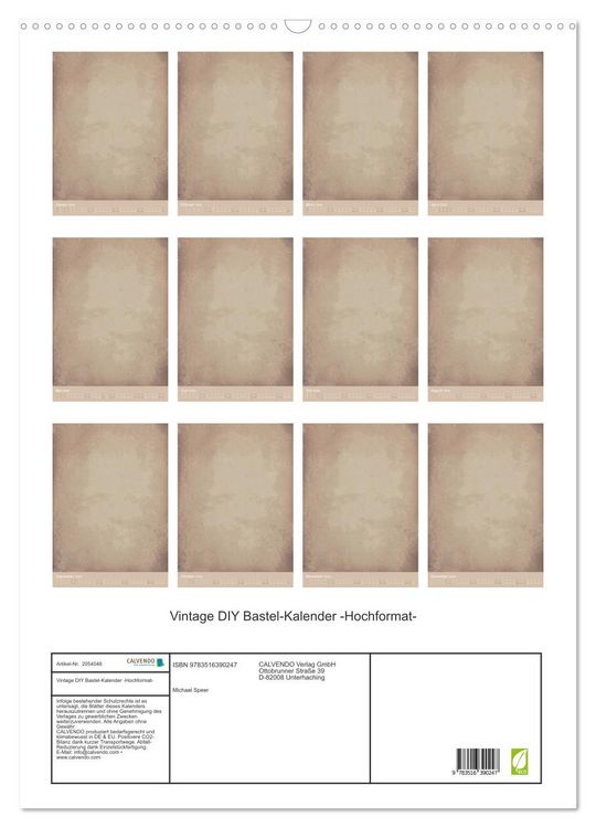 Produktbild: Vintage DIY Bastel-Kalender -Hochformat- (Wandkalender 2026 DIN A2 hoch), CALVENDO Monatskalender