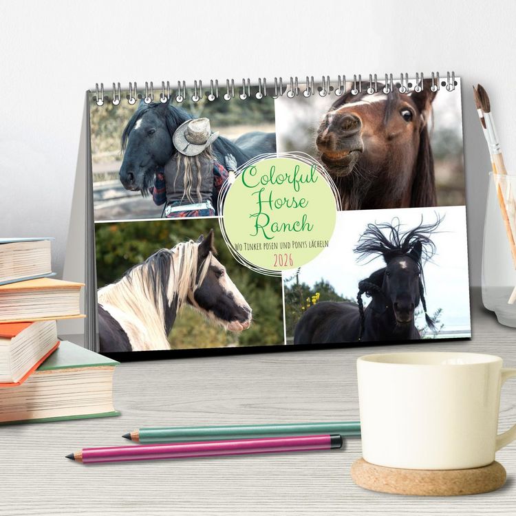 Produktbild: Colorful Horse Ranch &ndash; Wo Tinker posen und Ponys l&auml;cheln (Tischkalender 2026 DIN A5 quer), CALVENDO Monatskalender