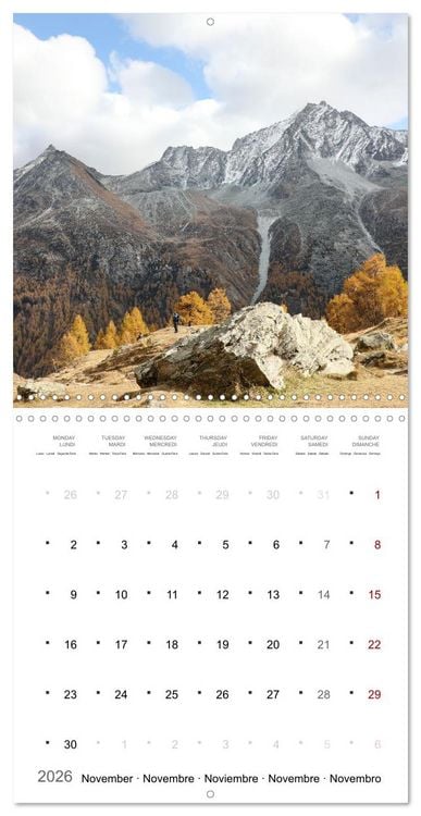 Produktbild: Les merveilles du Valais (Calendrier mural carr&eacute; 2026 30x30 cm) Calendrier double avec une page pour vos prises de notes