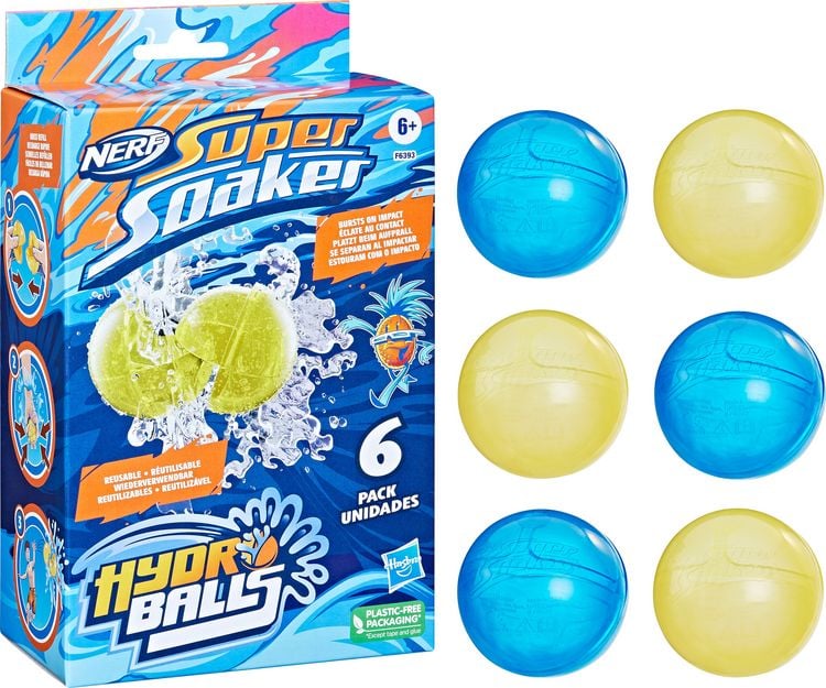 Produktbild: Hasbro F63935L0 - Nerf Super Soaker Hydro Balls, 6 St&uuml;ck, wiederverwendbar