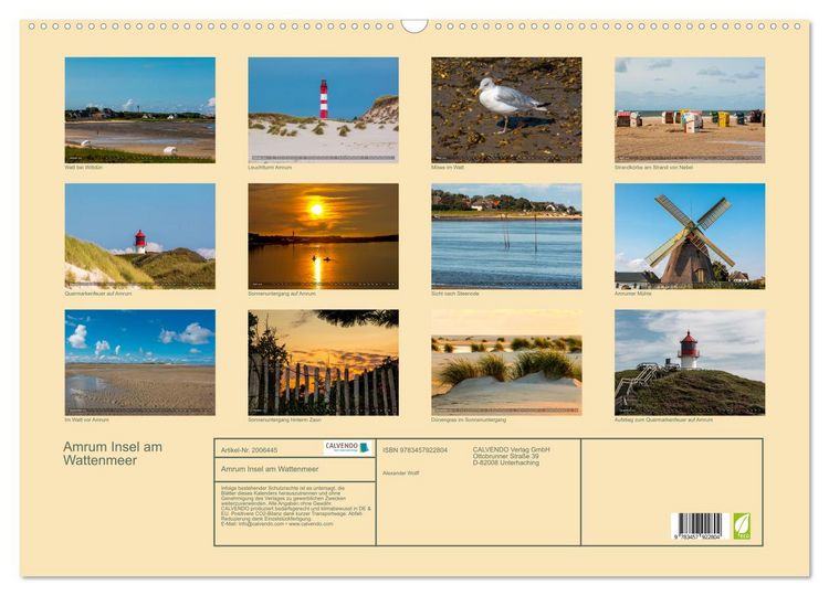 Produktbild: Amrum Insel am Wattenmeer (Wandkalender 2026 DIN A2 quer), CALVENDO Monatskalender