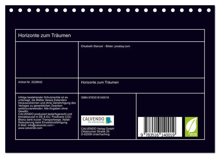 Produktbild: Horizonte zum Tr&auml;umen (Tischkalender 2026 DIN A5 quer), CALVENDO Monatskalender