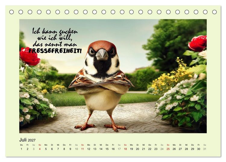 Produktbild: Kesse Spatzen (Tischkalender 2027 DIN A5 quer), CALVENDO Monatskalender