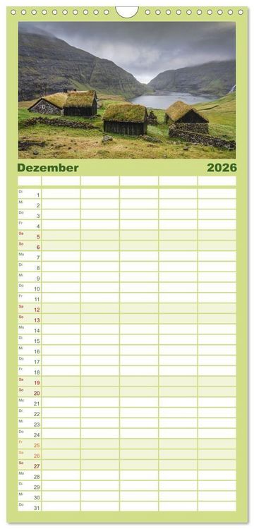 Produktbild: Familienplaner 2026 - F&auml;r&ouml;er &ndash; Faszinierende Inseln im Norden Europas mit 5 Spalten (Wandkalender, 21 x 45 cm) CALVENDO
