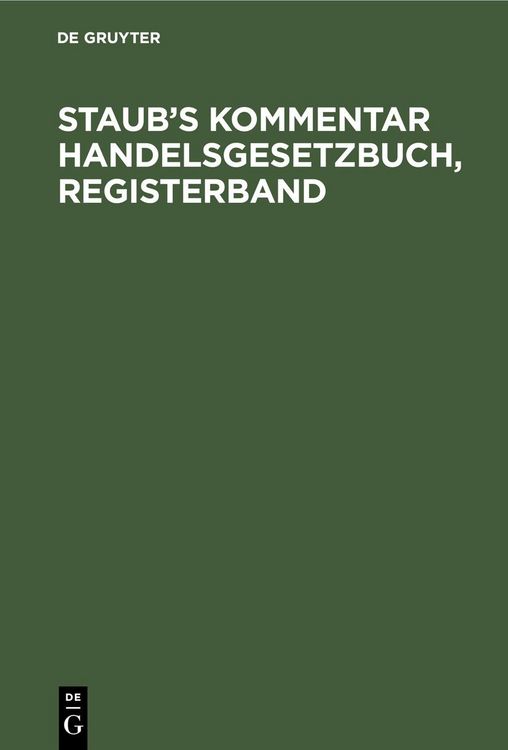 Produktbild: Staub's Kommentar Handelsgesetzbuch, Registerband
