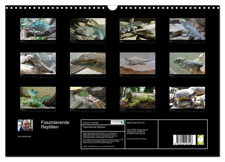 Produktbild: Faszinierende Reptilien (Wandkalender 2026 DIN A3 quer), CALVENDO Monatskalender