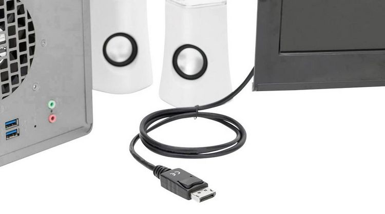 Produktbild: Digitus DisplayPort / HDMI Adapterkabel DisplayPort Stecker, HDMI-A Stecker 1.00 m Schwarz AK-340303-010-S dreifach geschirmt DisplayPort-Kabel