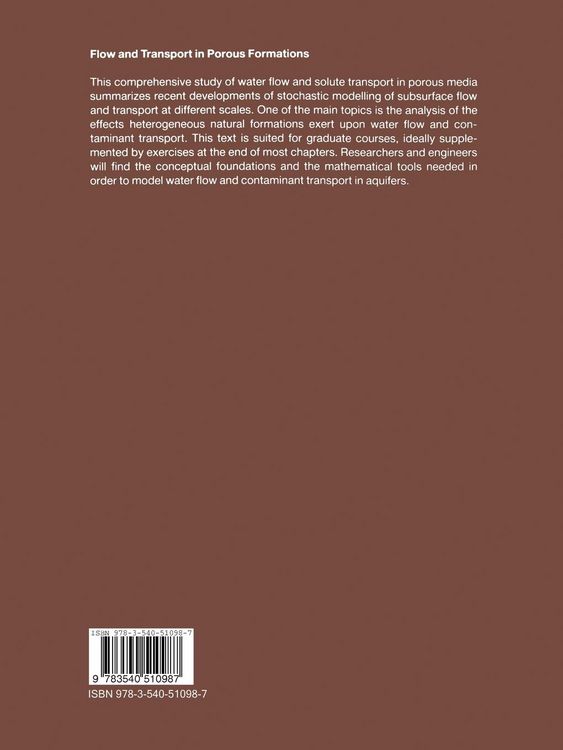 Produktbild: Flow and Transport in Porous Formations