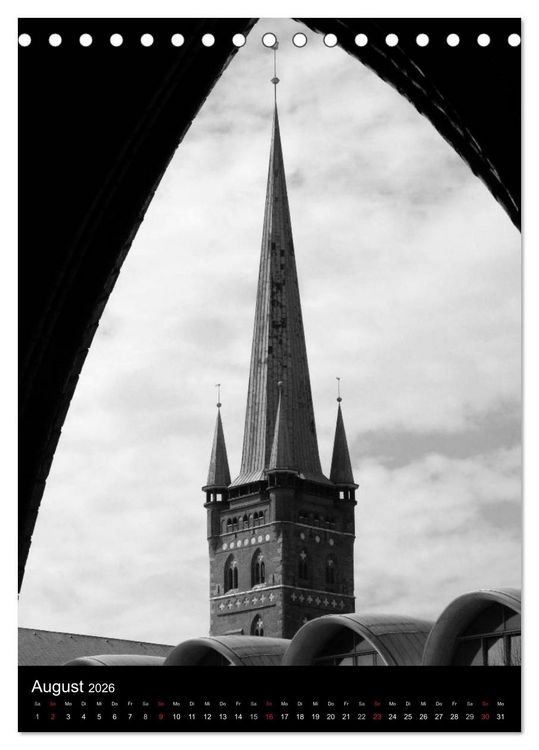 Produktbild: L&uuml;beck schwarz-wei&szlig; (Tischkalender 2026 DIN A5 hoch), CALVENDO Monatskalender