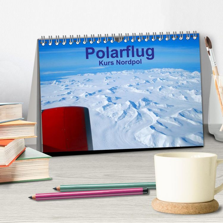 Produktbild: Polarflug Kurs Nordpol (Tischkalender 2026 DIN A5 quer), CALVENDO Monatskalender