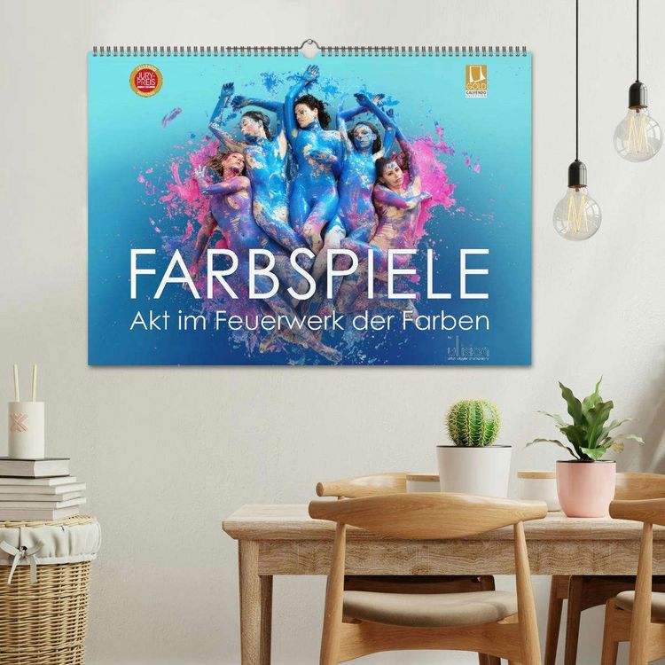 Produktbild: FARBSPIELE - Akt im Feuerwerk der Farben (Wandkalender 2026 DIN A2 quer), CALVENDO Monatskalender