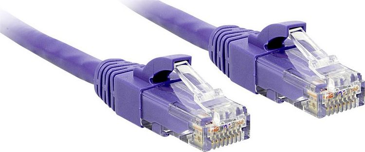 Produktbild: LINDY 48126 RJ45 Patchkabel CAT 6 U/UTP 7.50m Violett mit Rastnasenschutz 1St.