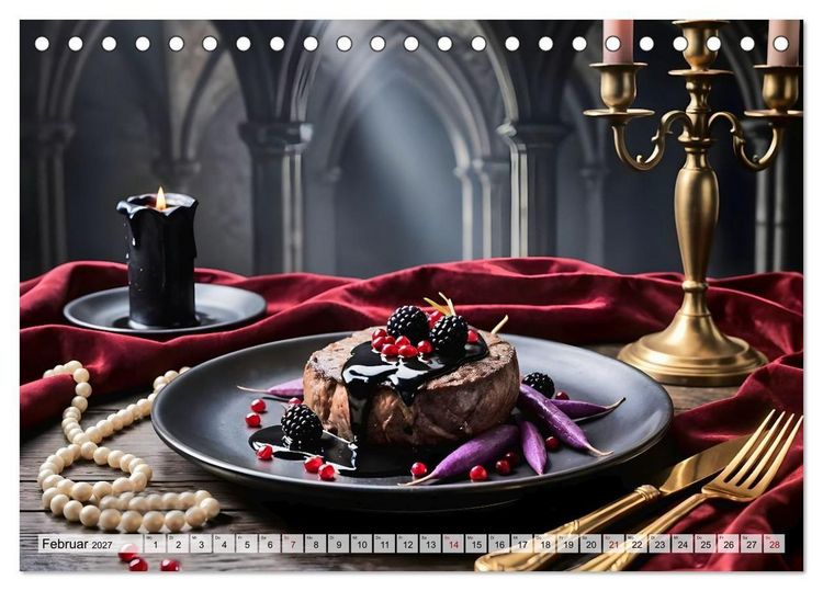 Produktbild: Schattenbankett - Gothic Fine Dining &ndash; 12 Men&uuml;s in dunkler Eleganz (Tischkalender 2027 DIN A5 quer), CALVENDO Monatskalender