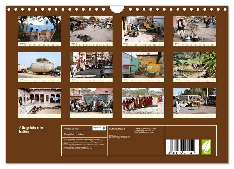 Produktbild: Alltagsleben in Indien (Wandkalender 2026 DIN A4 quer), CALVENDO Monatskalender