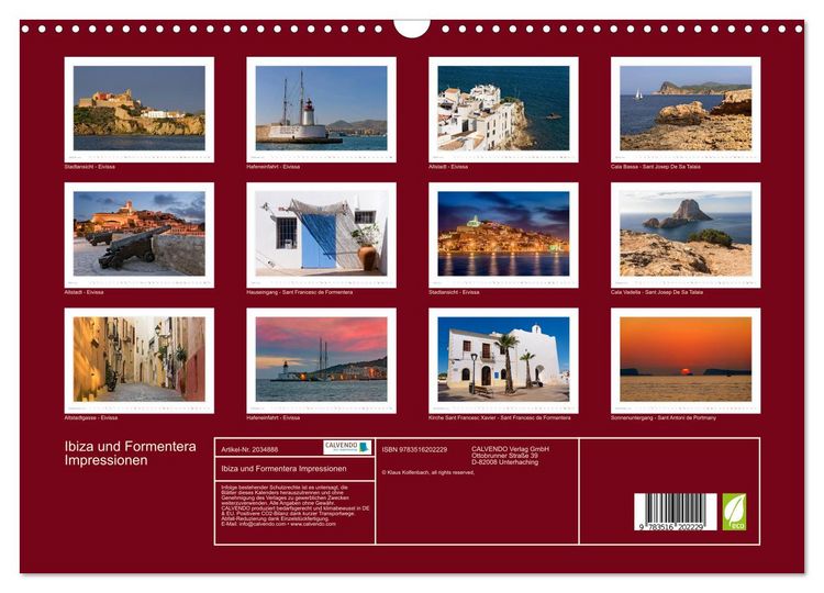 Produktbild: Ibiza und Formentera Impressionen (Wandkalender 2026 DIN A3 quer), CALVENDO Monatskalender