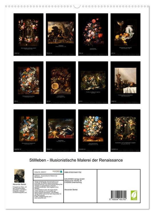 Produktbild: Stillleben - Illusionistische Malerei der Renaissance (hochwertiger Premium Wandkalender 2026 DIN A2 hoch), Kunstdruck in Hochglanz