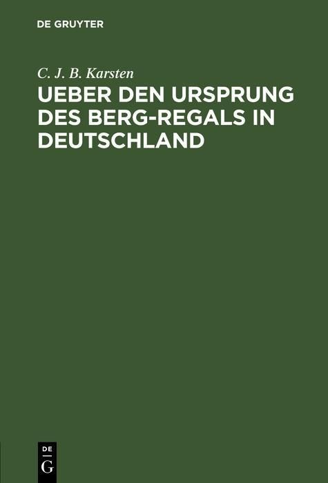 Produktbild: Ueber den Ursprung des Berg-Regals in Deutschland