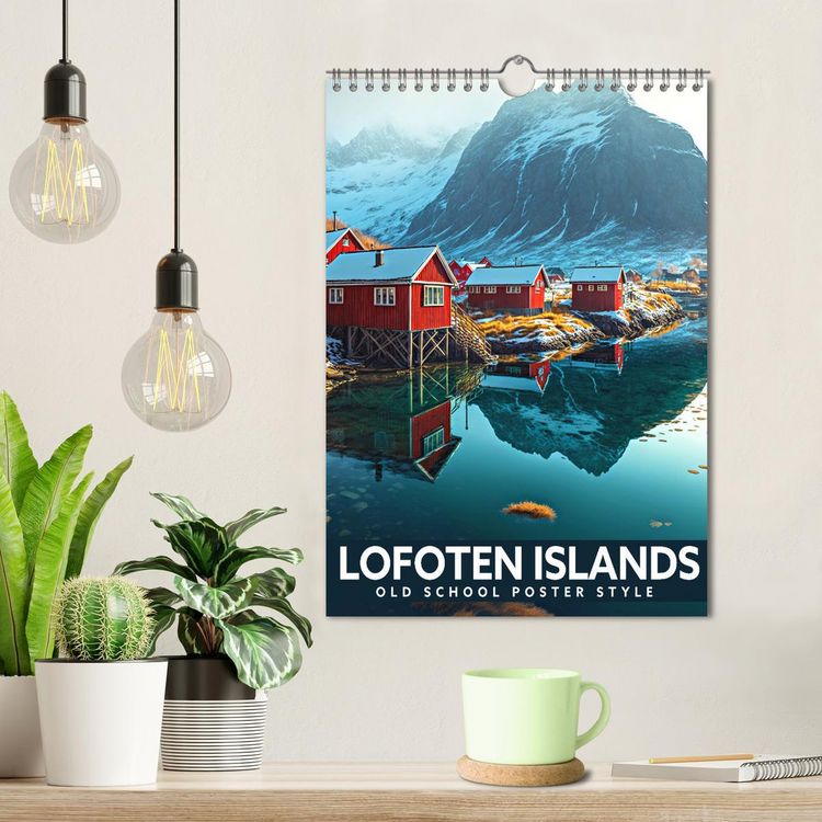 Produktbild: Lofoten Islands - Old School Poster Style (Wall Calendar 2026 DIN A4 portrait), CALVENDO 12 Month Wall Calendar