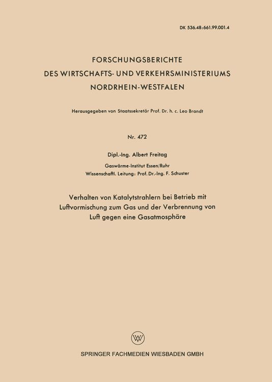Produktbild: Verhalten von Katalytstrahlern bei Betrieb mit Luftvormischung zum Gas and der Verbrennung von Luft gegen eine Gasatmosphäre