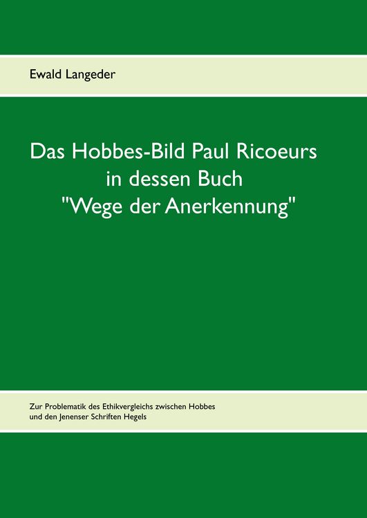 Produktbild: Das Hobbes-Bild Paul Ricoeurs in dessen Buch "Wege der Anerkennung"
