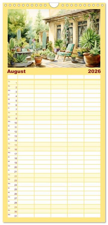 Produktbild: Familienplaner 2026 - Lauschige Gartenecken mit 5 Spalten (Wandkalender, 21 x 45 cm) CALVENDO