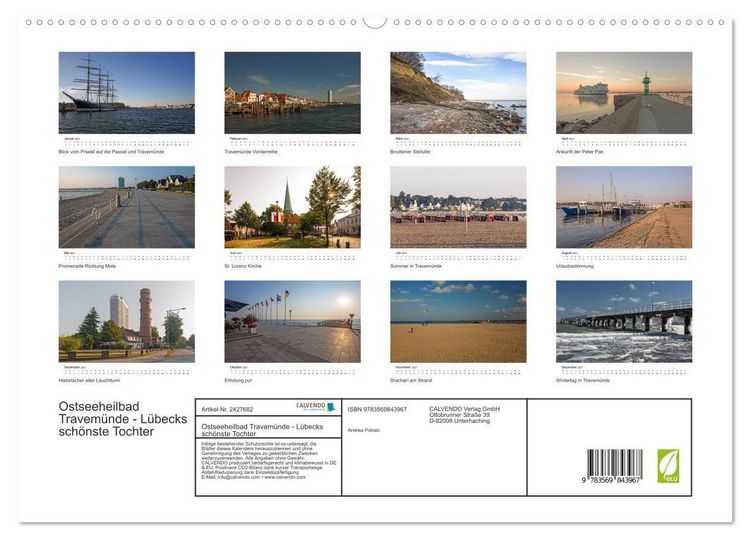 Produktbild: Ostseeheilbad Travem&uuml;nde - L&uuml;becks sch&ouml;nste Tochter (hochwertiger Premium Wandkalender 2027 DIN A2 quer), Kunstdruck in Hochglanz