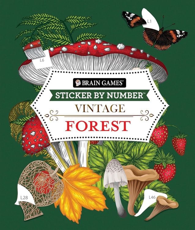 Produktbild: Brain Games - Sticker by Number - Vintage: Forest (28 Images to Sticker)