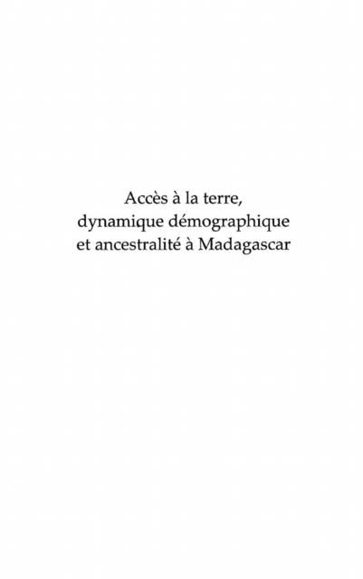 Produktbild: Acces a la terre, dynamique demographiqu