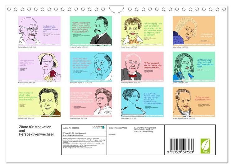 Produktbild: Zitate f&uuml;r Motivation und Perspektivenwechsel (Wandkalender 2027 DIN A4 quer), CALVENDO Monatskalender