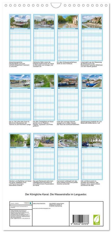 Produktbild: Familienplaner 2026 - Der K&ouml;nigliche Kanal. Die Wasserstra&szlig;e im Languedoc mit 5 Spalten (Wandkalender, 21 x 45 cm) CALVENDO