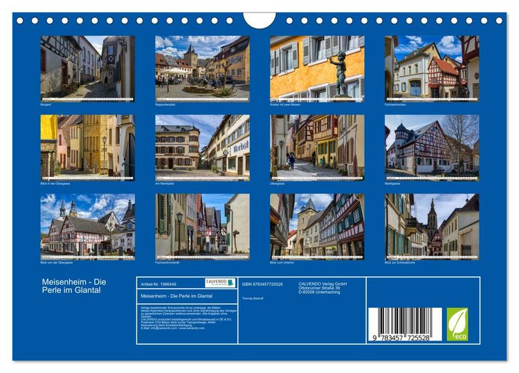 Produktbild: Meisenheim - Die Perle im Glantal (Wandkalender 2026 DIN A4 quer), CALVENDO Monatskalender