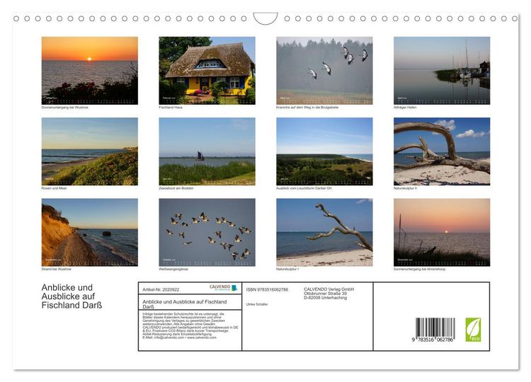 Produktbild: Anblicke und Ausblicke auf Fischland Dar&szlig; (Wandkalender 2026 DIN A3 quer), CALVENDO Monatskalender