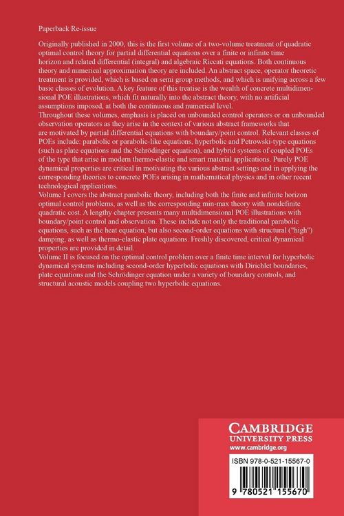 Produktbild: Control Theory for Partial Differential Equations