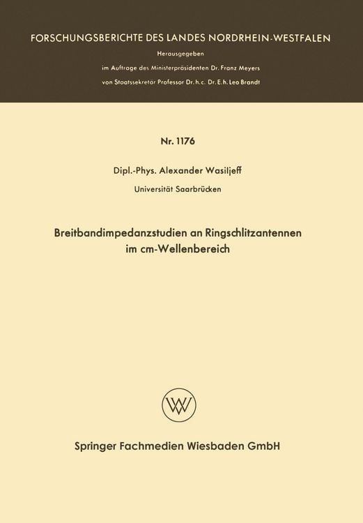 Bild vom Artikel Breitbandimpedanzstudien an Ringschlitzantennen im cm-Wellenbereich vom Autor Alexander Wasiljeff