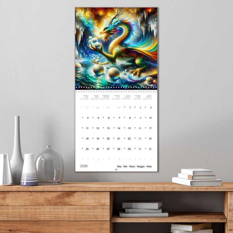 Produktbild: Moments d'amours de dragons (Calendrier mural carr&eacute; 2026 30x30 cm) Calendrier double avec une page pour vos prises de notes